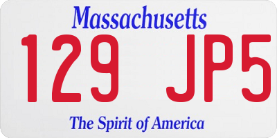 MA license plate 129JP5