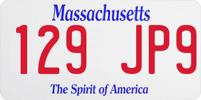 MA license plate 129JP9