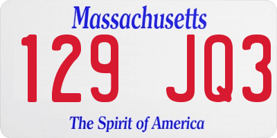MA license plate 129JQ3
