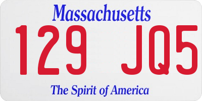 MA license plate 129JQ5