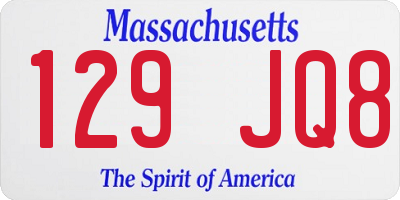 MA license plate 129JQ8