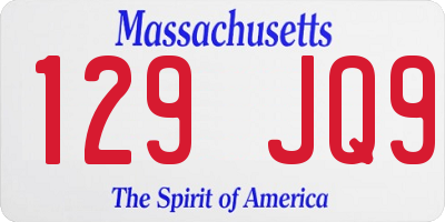 MA license plate 129JQ9