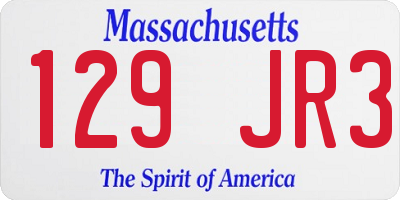 MA license plate 129JR3
