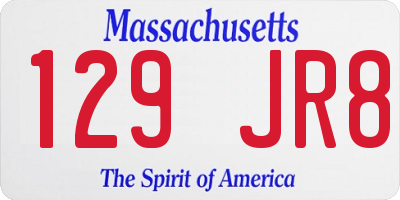 MA license plate 129JR8