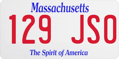 MA license plate 129JS0