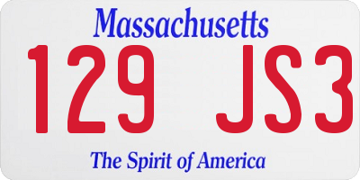 MA license plate 129JS3
