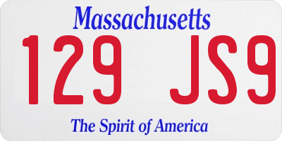 MA license plate 129JS9