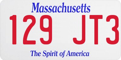 MA license plate 129JT3