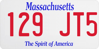 MA license plate 129JT5