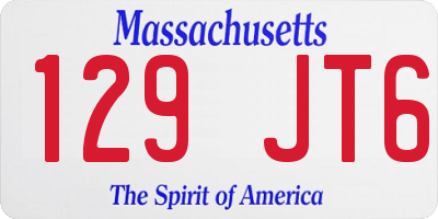 MA license plate 129JT6