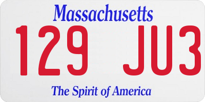 MA license plate 129JU3