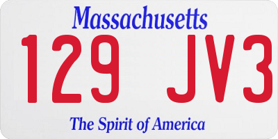 MA license plate 129JV3