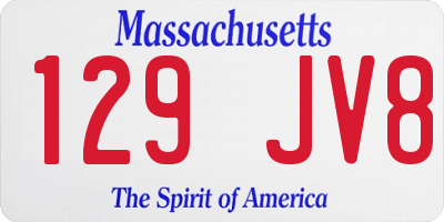 MA license plate 129JV8