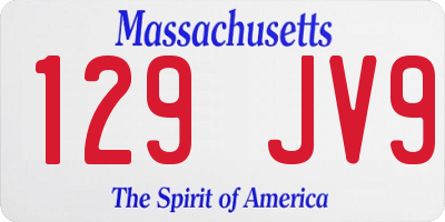 MA license plate 129JV9
