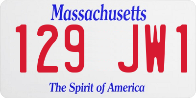 MA license plate 129JW1