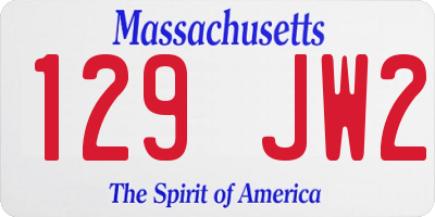 MA license plate 129JW2