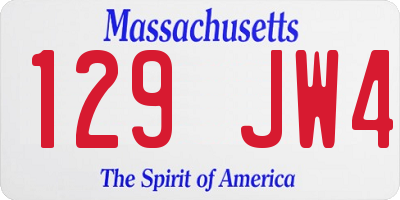 MA license plate 129JW4