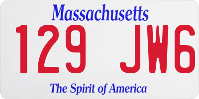 MA license plate 129JW6
