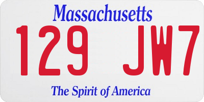 MA license plate 129JW7