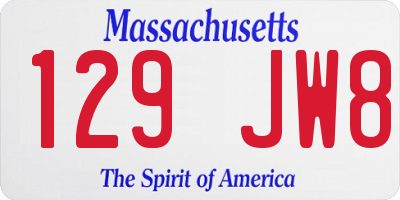 MA license plate 129JW8