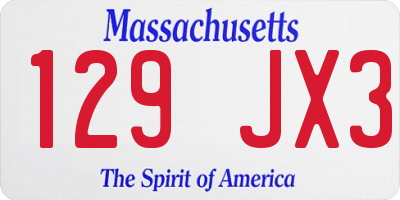 MA license plate 129JX3