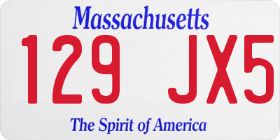 MA license plate 129JX5
