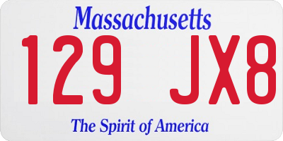 MA license plate 129JX8