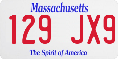 MA license plate 129JX9