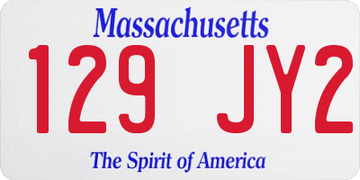 MA license plate 129JY2