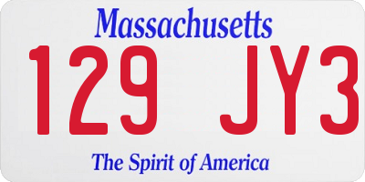 MA license plate 129JY3