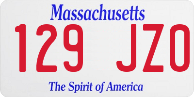 MA license plate 129JZ0