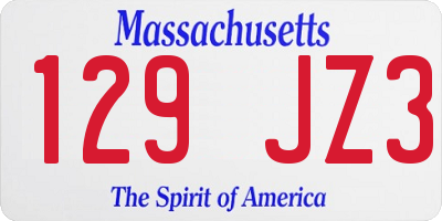 MA license plate 129JZ3