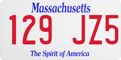 MA license plate 129JZ5