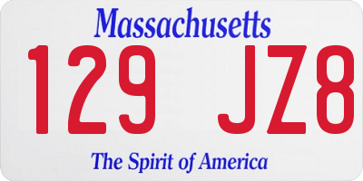 MA license plate 129JZ8