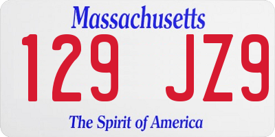MA license plate 129JZ9