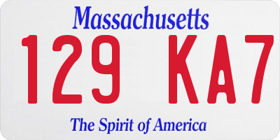 MA license plate 129KA7