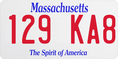 MA license plate 129KA8