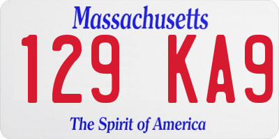 MA license plate 129KA9