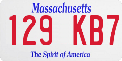 MA license plate 129KB7