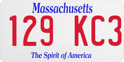 MA license plate 129KC3