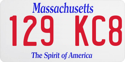 MA license plate 129KC8