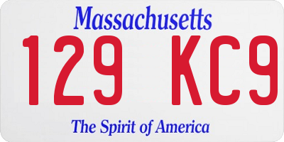 MA license plate 129KC9