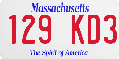 MA license plate 129KD3