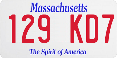 MA license plate 129KD7