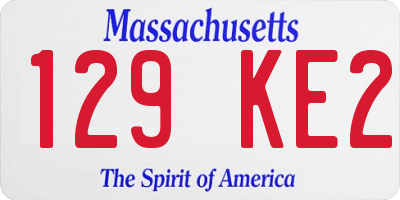 MA license plate 129KE2
