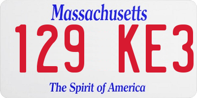 MA license plate 129KE3