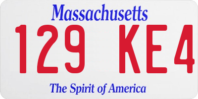 MA license plate 129KE4