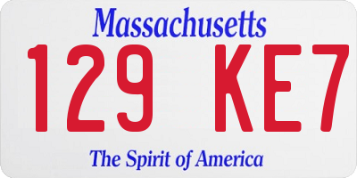 MA license plate 129KE7