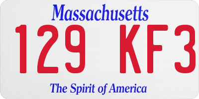 MA license plate 129KF3