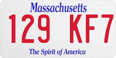 MA license plate 129KF7